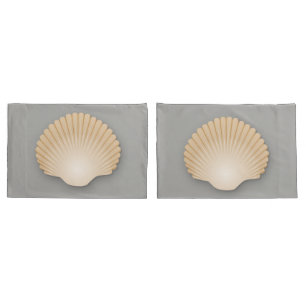 Beachy Tan Scalloped Seashell Pillowcase