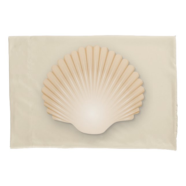 Beachy Tan Scalloped Seashell Pillowcase (Front)
