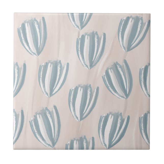 Beachy Tulips Floral Ceramic Tile (Front)