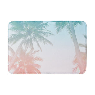 Beachy Vintage Sunset Palm Trees Bath Mat