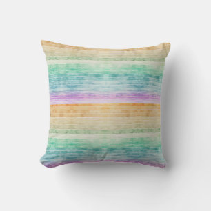 Beachy Watercolor Lines Ombre Modern Minimal Cushion