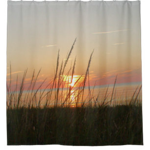 Beachy Weeds blowing in the Sunset Shower Curtain