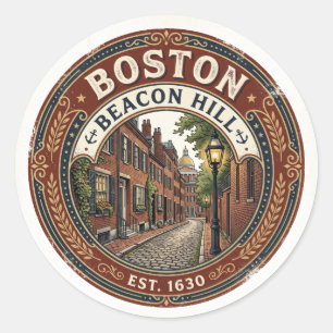 Beacon Hill Massachusetts Classic Round Sticker
