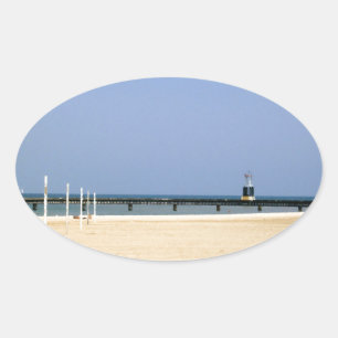 Beacon Light of Lake Michigan Shores Oval Sticker