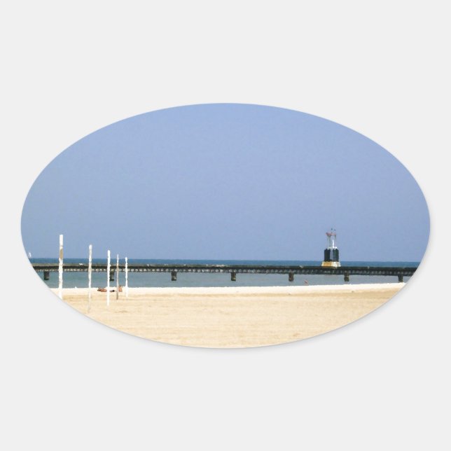 Beacon Light of Lake Michigan Shores Oval Sticker (Front)
