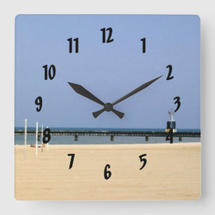 Beacon Light of Lake Michigan Shores Square Wall Clock