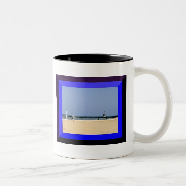 Beacon Light of Lake Michigan Shores Two-Tone Coffee Mug (Right)