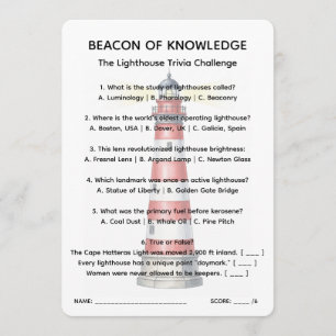 Beacon of Knowledge Lighthouse Trivia Sheet Invitation