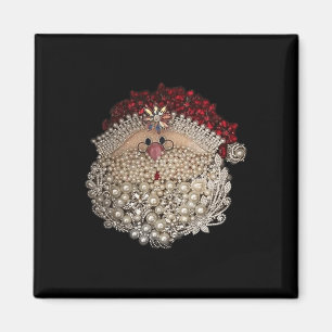 Bead Christmas Santa Star-gemstone-White-Xmas Magnet