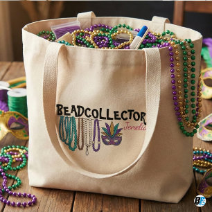 Bead Collector Personalized Name Mardi Gras Mask Large Tote Bag