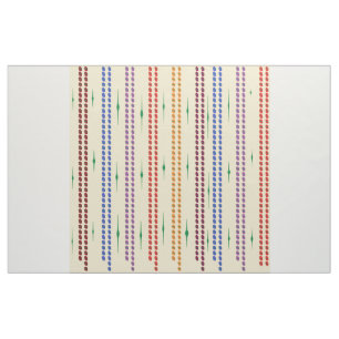Bead curtain look cream with mixed line colours fabric