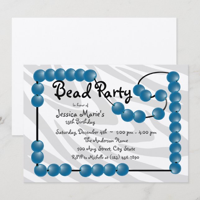 Bead Party Invitation (Front/Back)