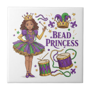 Bead Princess - Mardi Gras Ceramic Tile