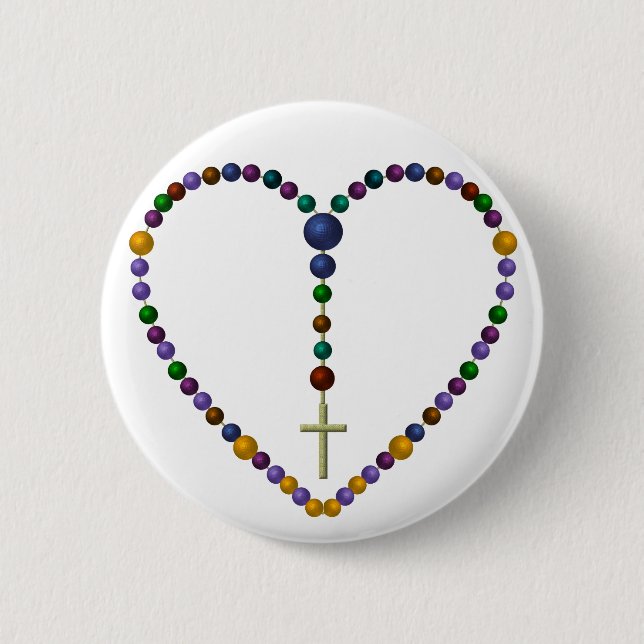Bead Rosary #1 6 Cm Round Badge (Front)