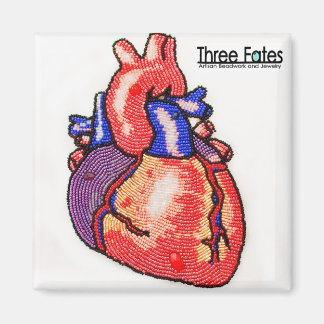 Beaded Anatomical Human Heart Square Magnet