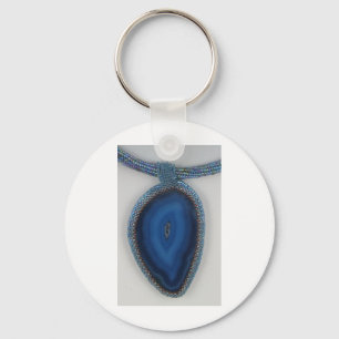 Beaded Blue Agate Key Ring