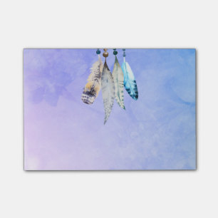 Beaded Feathers in Watercolors Post-it Notes