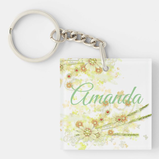 Beaded Floral Key Ring (Front)