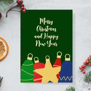 Beaded garland with retro Christmas ornaments Foil Holiday Card