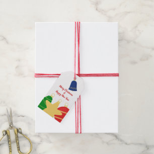 Beaded garland with retro Christmas ornaments Gift Tags