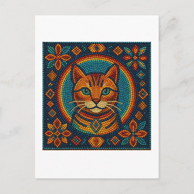 Beaded Kitten Look Design Postcard (Front)