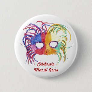 Beaded Mask - 6 Cm Round Badge