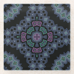 Beaded pattern glass coaster