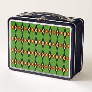 Beaded Tri-Diamonds Metal Lunch Box