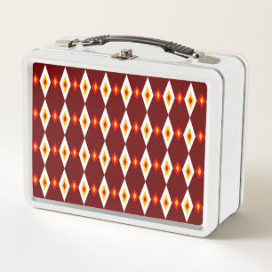 Beaded Tri-Diamonds Metal Lunch Box