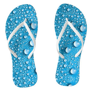 Beaded Water Droplets on Ocean Blue Thongs