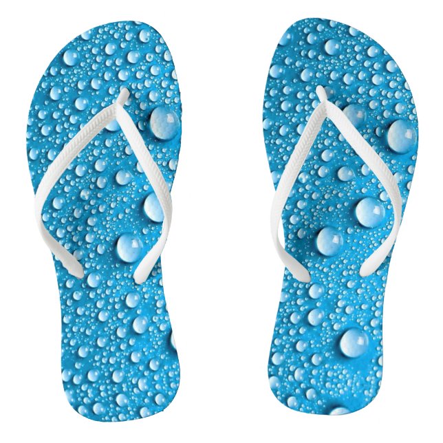 Beaded Water Droplets on Ocean Blue Thongs (Footbed)