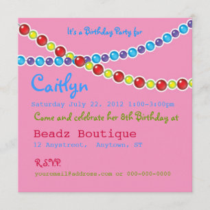 Beading Birthday Party Invitation