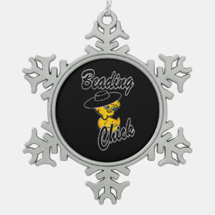 Beading Chick #4 Snowflake Pewter Christmas Ornament