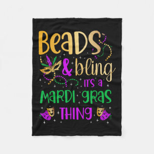Beads And Bling It's A Mardi Gras Thing Carnival M Fleece Blanket