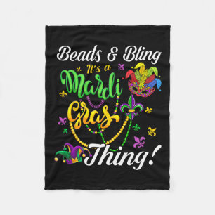 Beads And Bling It's A Mardi Gras Thing Carnival M Fleece Blanket