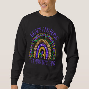 Beads And Bling Motif For Women Leopard Mardi Gras Sweatshirt
