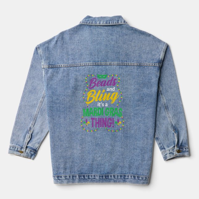 Beads & Bling It's a Mardi Gras Thing  Carnival Co Denim Jacket (Back)