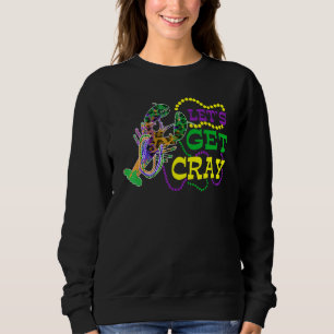 Beads Bling Let's Get Cray Dabbing Crawfish Mardi Sweatshirt