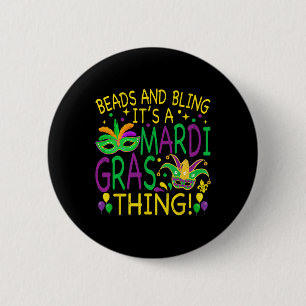 Beads Bling Mardi Gras Thing Carnival Party Men Wo 6 Cm Round Badge
