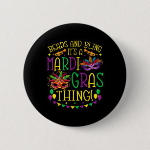 Beads Bling Mardi Gras Thing Carnival Party Men Wo 6 Cm Round Badge