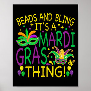 Beads Bling Mardi Gras Thing Carnival Party Men Wo Poster