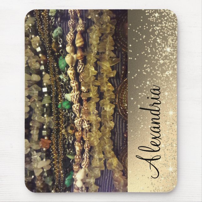 Beads Crystals and Shells  Personalised  Mouse Pad (Front)