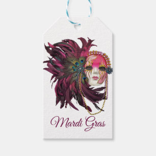 Beads, Feathers and Mardi Gras Mask Gift Tags