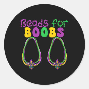 Beads For Breast Colourful Breads Mardi Gras Parad Classic Round Sticker