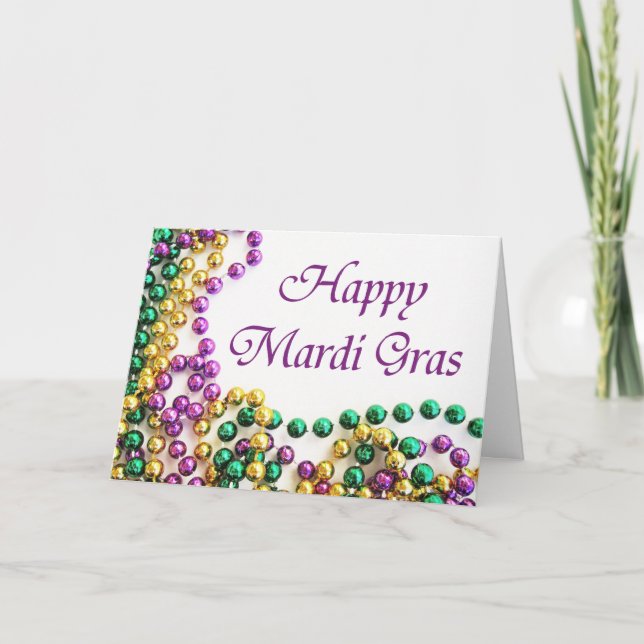 Beads Happy Mardi Gras Card (Front)