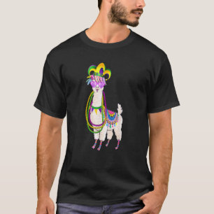 Beads & Mask Mardi Gras Llama Alpaca Carnival for T-Shirt