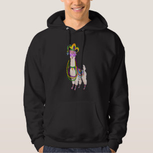 Beads & Mask Mardi Gras Llama For Men Women Hoodie