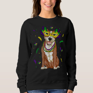 Beads  Mask Pitbull Mardi Gras Pit Bull Dog Mum Da Sweatshirt