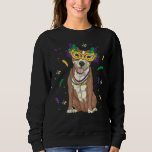 Beads Mask Pitbull Mardi Gras Pit Bull Dog Mum Dad Sweatshirt
