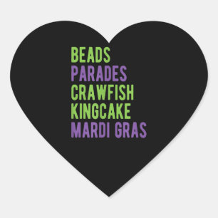 Beads Parades Crawfish Kingcake Mardi Gras Heart Sticker